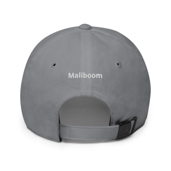 Gray Malibu boom baseball cap back.