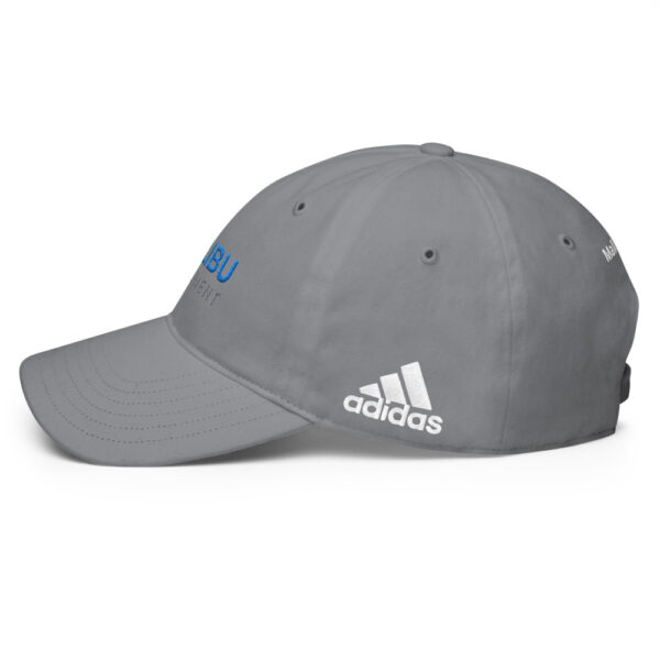 Gray Adidas hat with BU embroidery.