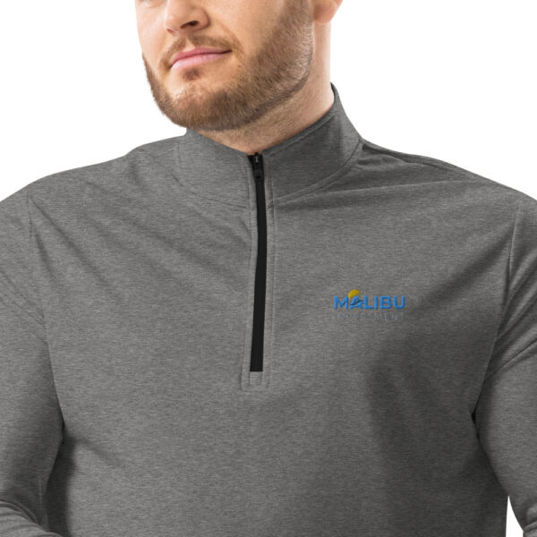 Gray Malibu Investment zip-up sweatshirt.