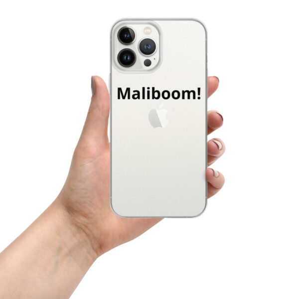 Here's a suitable alt tag: `Maliboom! iPhone case`