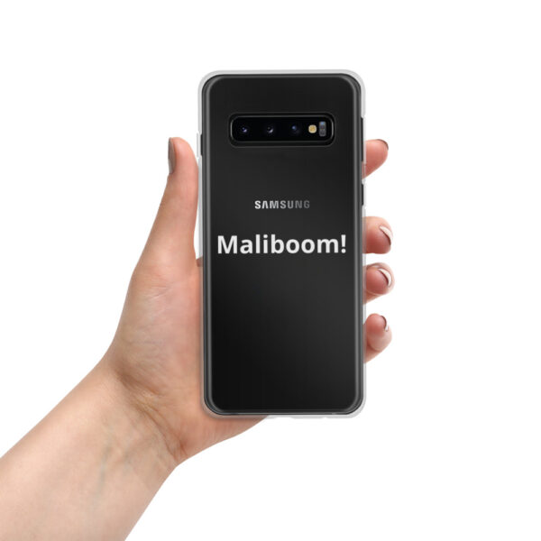 Here's an alt tag for the image: Samsung phone case, Malibuom!