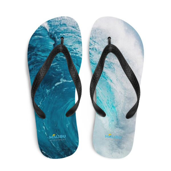 Malibu Investment ocean wave flip-flops.