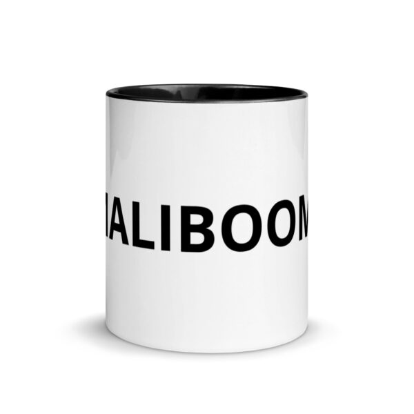 White mug with "ALIBOOM" text.